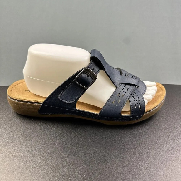 Flexus Spring Step Sandals Women 41 Blue Slip On Comfort Slide Adjustable 9.5-10 - Picture 1 of 14